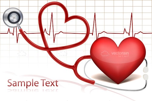 Heart Listening to Stethoscope with Cardiogram Background